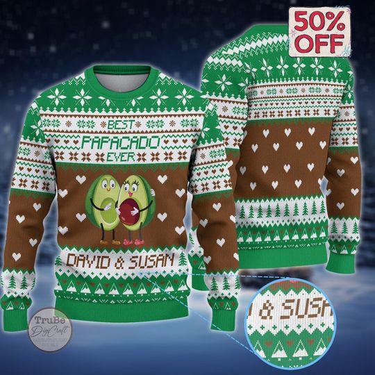 Discover Personalized Avocado Christmas Sweater, Funny Couple's Holiday Pullover