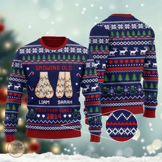 Discover Custom Growing Old Together Funny Ugly Christmas Sweater