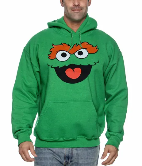 Sesame Street Oscar the Grouch Face Adult Hoodie