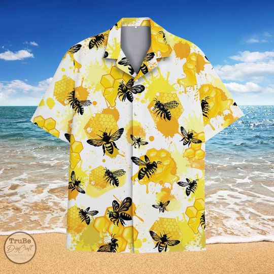 Discover Honeycomb Bee Aloha Shirt, Beekeeping Button Down
