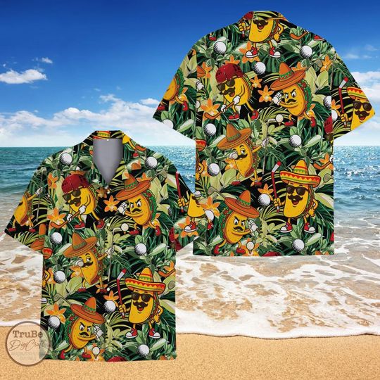 Discover Tacos Golf Hawaiian Shirt, Funny Mexican Food Button Down Shirt