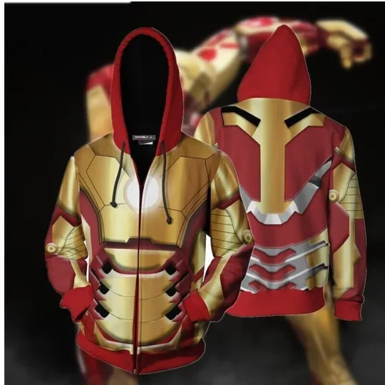 Discover Iron Man Hoodie Avengers: Endgame Hooded Full Zip Sweatshirt Iron Man Armor coat