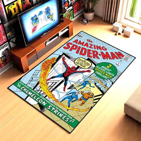 Discover Spiderman Fantastic Four Rug| ASM #1 Comic Book Mat| Retro Hero Carpet| Marvel Fan Room Decor| Washable Collector's Rug| Nostalgic Floor Art