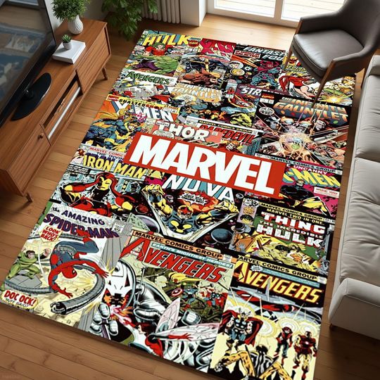 Marvel Cartoon Rug, Marvel Rug Fantastic Rug, Cartoon character rug, Gaming Room