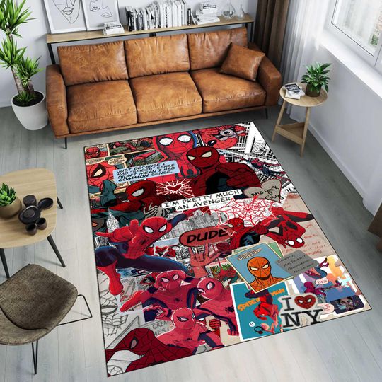 Personalized Spiderman Rug: Custom Comics Cartoon, Non-Slip Runner