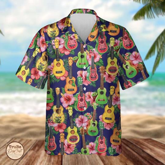 Discover Hawaiian Ukulele Shirt, Tropical Beach Vacation Apparel