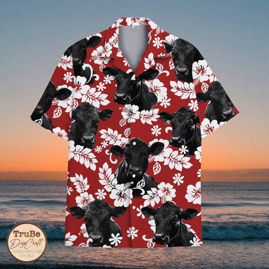 Discover Black Angus Cattle Hawaiian Shirt, Tropical Aloha Button Down