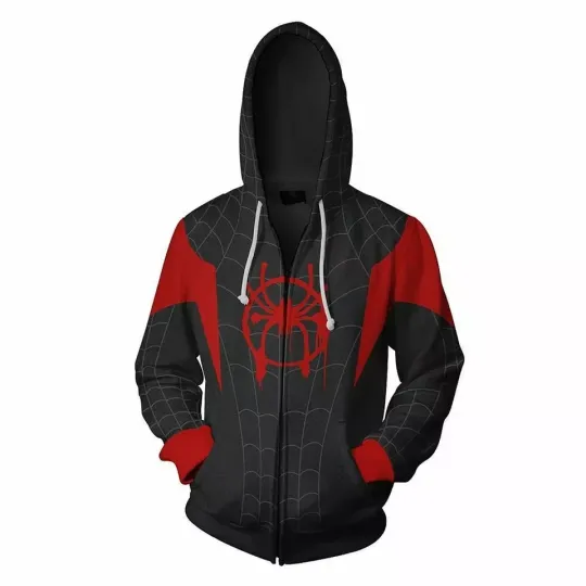 Spiderman Into the Spider Verse Hoodie Miles Morales Cosplay Sweatshirt Jacket