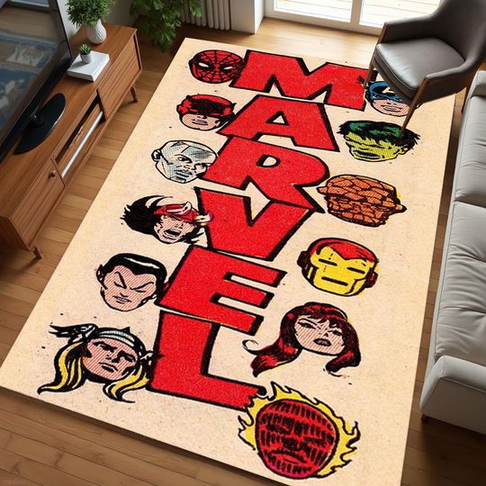 Discover Retro Marvel Poster Rug, Avengers Rug , Spider Man Rug, ron Man Rug, Bedroom Rug, Washable Rug, Non Slip Rug, Saloon Rug, Gaming Room Rug