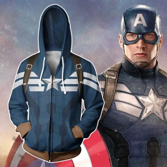 Discover Avengers Endgame Captain America Hoodie Sweatshirt Pullover Zipper Jacket Coat