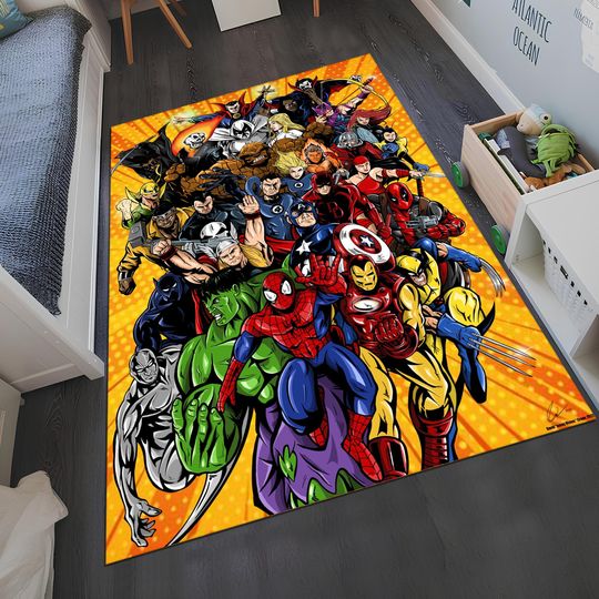 Discover Marvel,Marvel Characters Rug,Movie Rug,Fantastic Rug,Movie Decor,Colorful Rug,Hypebeast Rug,Unique Rug,Area Rug,Kids Room Rug,Gifts for Her