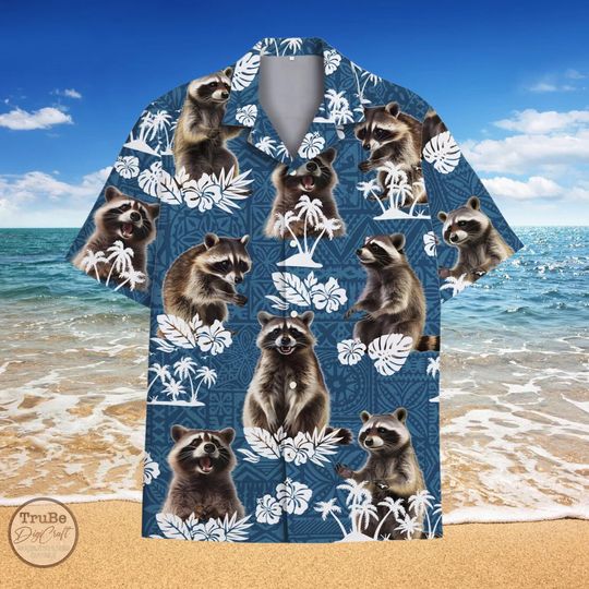 Discover Tropical Raccoon Hawaiian Shirt, Summer Beach Aloha Shirt