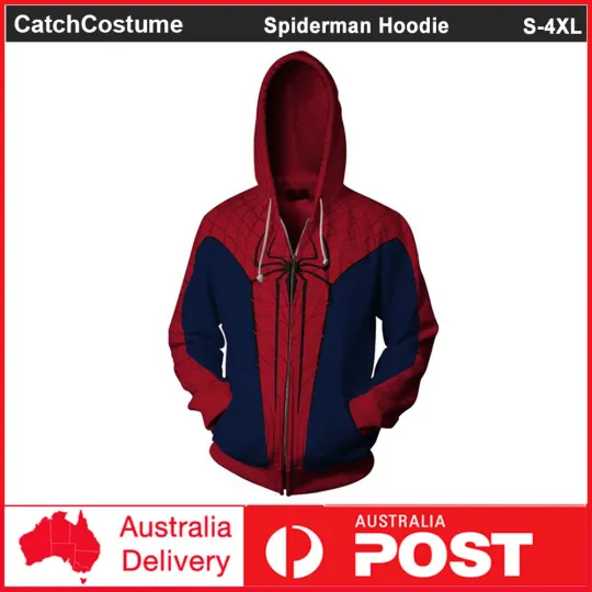 Discover Spiderman Hoodie Jumper 3D Printed Zipper Sweatshirt Adult Teens Cosplay Costume