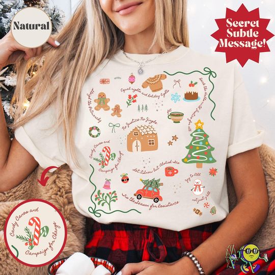 Discover Subtle Anti-Trump Holiday T-Shirt Doodle Christmas Political Protest