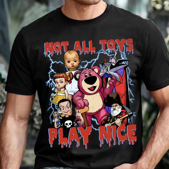 Discover Funny Bootleg Disney Villains T-shirt, Pixar Toy Story Lotso Zurg Not All Toys Play Nice Tee, Disneyland Halloween Family Trip Matching