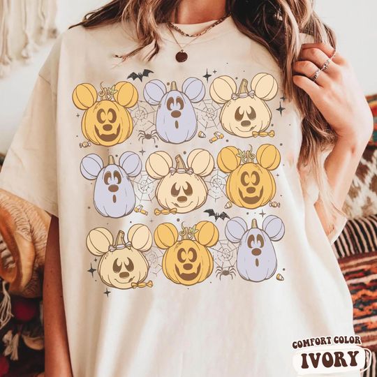 Discover Cute Halloween Mickeys Pumpkin Face T-shirt,Disney Halloween Mickey Jack O Lanterns Candy Tee, Spooky Season, Disneyland Halloween Trip
