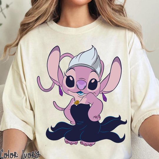 Discover Disney Angel Ursula Costume Shirt, Lilo And Stitch Halloween Tee, Spooky The Little Mermaid Villain Outfit, Disneyland Halloween Party 2025