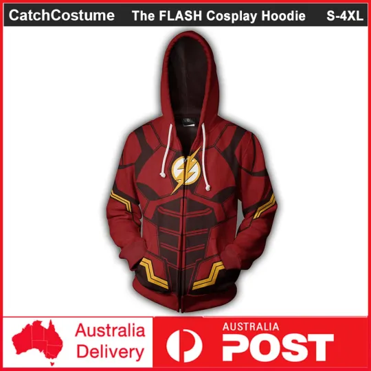 The Flash Cosplay Hoodie 3D Print Hooded Sweatshirt Superhero Zip-Up Jumper Tops