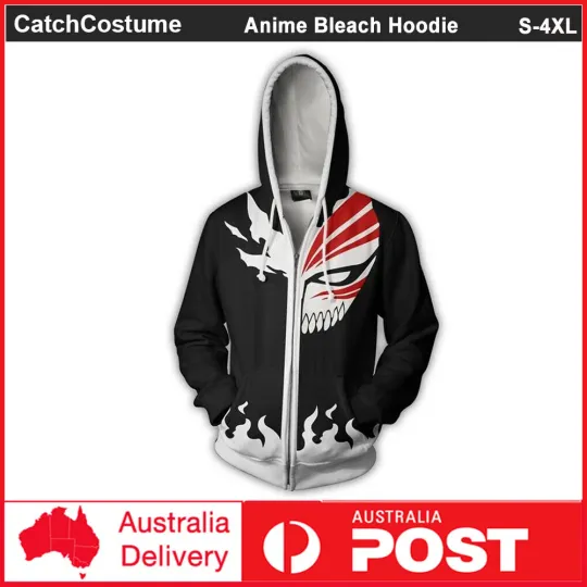 Discover Anime RIPP JUNC Kurosaki Ichigo Cosplay Costume Hoodie 3D Printed Sweatshirt Jacket