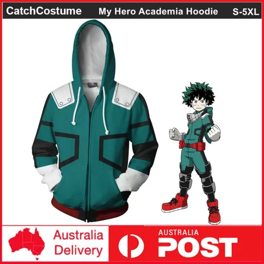Discover Anime Hero Anime Hoodie Jumper Izuku Midoriya Cosplay Sweatshirt Jacket