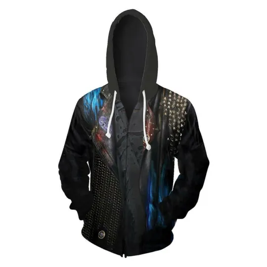 Hades Cosplay Costume Black Adult Hoodie Zip-up Sweatshirt Jacket