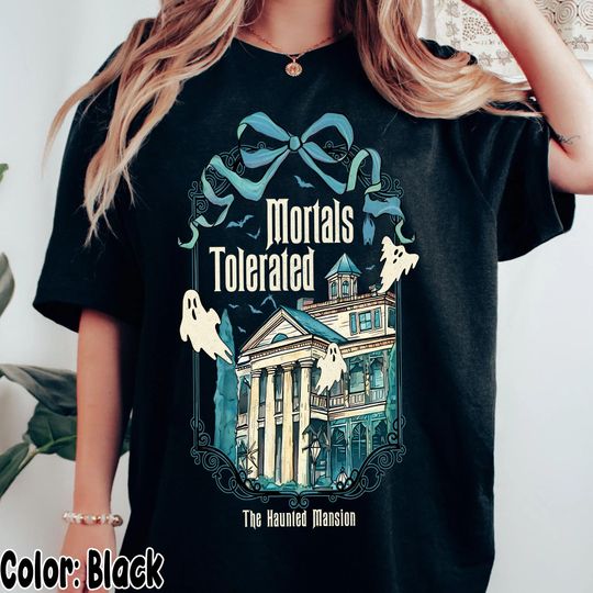 Discover Vintage Haunted Mansion Shirt, Disney Mortals Tolerated Coquette Bow Tee, Welcome Foolish Mortal Shirt, Disney Halloween Trip Shirt