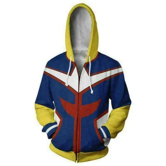 Hero Anime All Might Toshinori Yagi Cosplay Hoodie Costume Zipper Jacket