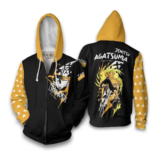 Discover Anime demon zenittsu Printed Hoodie Cosplay Sweatshirt Zipper Jacket Coat