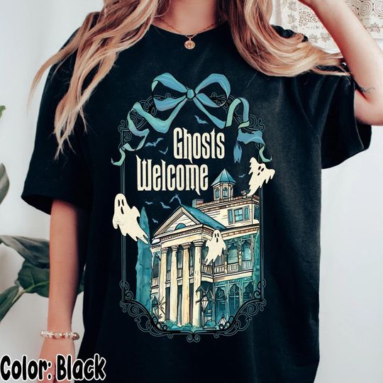 Discover Vintage Haunted Mansion Shirt, Disney Ghosts Welcome Coquette Bow Tee, Welcome Foolish Mortal Shirt, Disney Halloween Trip Outfits