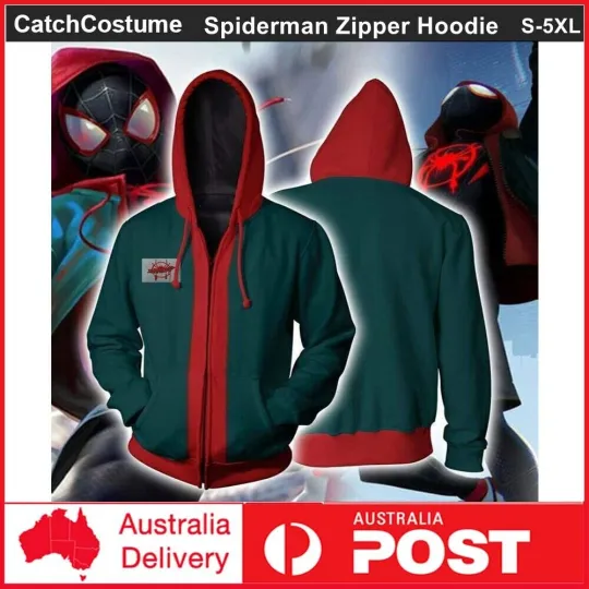 Spiderman Into the Spider Verse Miles Morales Hoodie Sweatshirt Zipper Jacket