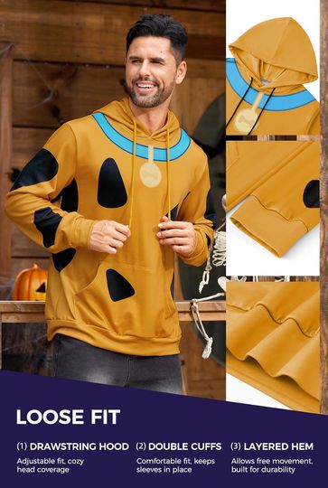Discover Arvilhill Men's Halloween Costume Hoodies Adult Cosplay Funny Print Pullover with Pocket