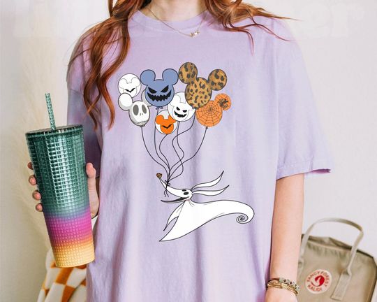 Discover Disney Halloween Mickey Balloon Zero Dog Shirt, The Nightmare Before Christmas T-shirt, Halloween Party Tee, Spooky Disneyland Trip 2024