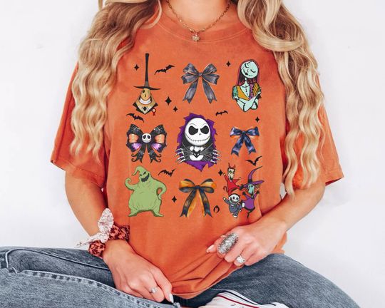Discover Disney Halloween The Nightmare Before Christmas Coquette Bow Shirt, Mickey's Not So Scary T-shirt, Halloween Party Tee, Spooky Disneyland