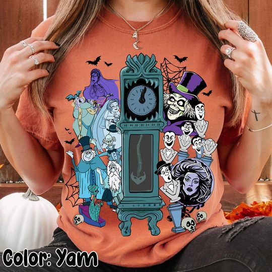 Discover Disney Haunted Mansion Clock Sketchbook Shirt, Spooky Disney Ghosts Tee