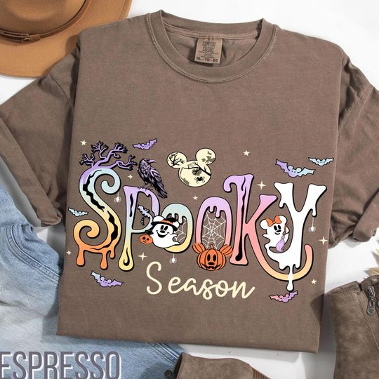 Discover Vintage Disney Ghost Spooky Season Shirt, Mickey Pumpkin Boo Ghost Halloween Tee
