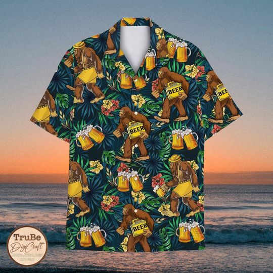Discover Bigfoot Beer Hawaiian Shirt Men's Summer Aloha Button Down