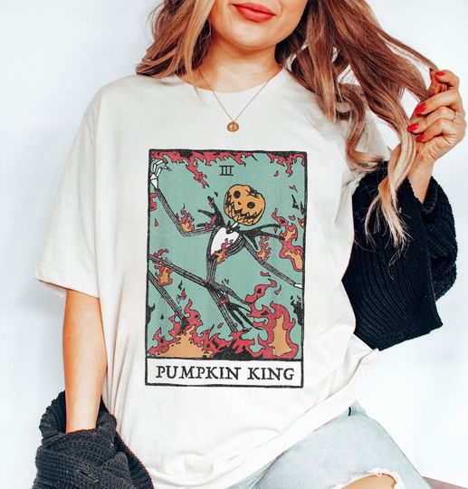 Discover Jack Skellington Pumpkin King Tarot Card Comfort Colors Shirt, Nightmare Before Christmas