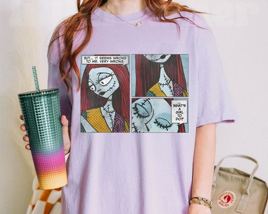 Discover Nightmare Before Christmas Sally Comic Shirt, Disney Halloween Party T-shirt
