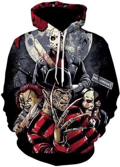 Discover Horror Movie Cosplay 3D Hoodie Scary Costume