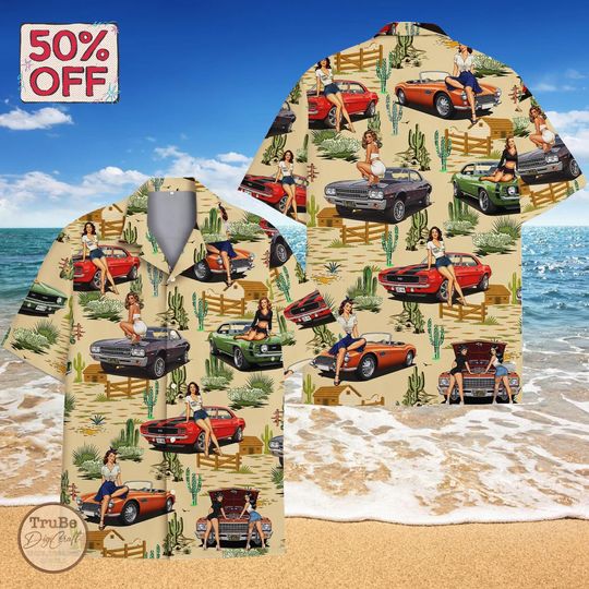 Discover Retro Car Hawaiian Shirt, Western Aloha Shirt