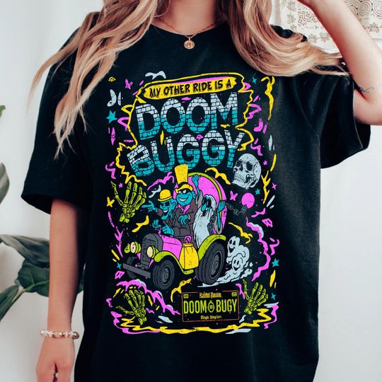 Discover Colorful Disney Haunted Mansion Hitchhiking Ghosts T-shirt