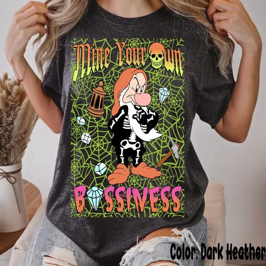 Discover Grumpy Skeleton Mine Your Own Business Shirt, Snow White & Seven Dwarfs Halloween Tee