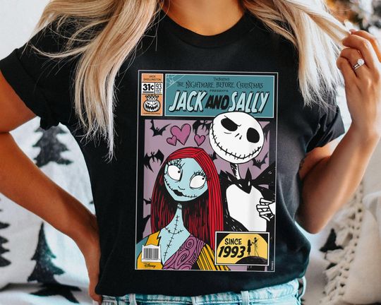 Discover Jack Skellington Sally Since 1993 Comfort Colors Shirt, Nightmare Before Christmas