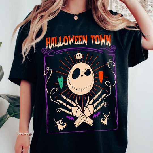 Retro Jack Skellington Zero Lock Shock Barrel Halloween Town T-shirt