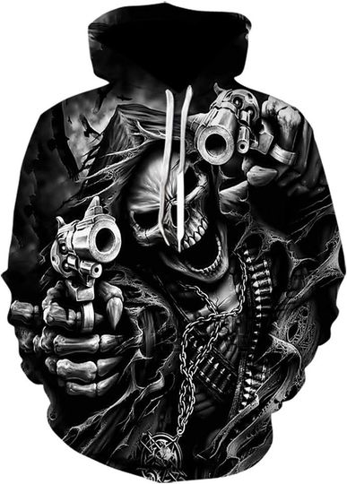 Discover Men's 3D Skull Graphic Hooded