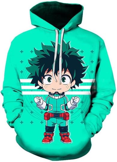 CHLOBLOM Adult Deku Hoodie Cosplay Costume Shoto Pullover