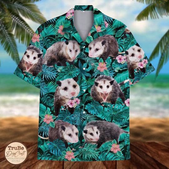 Discover Tropical Opossum Hawaiian Shirt: Short Sleeve Button-Up