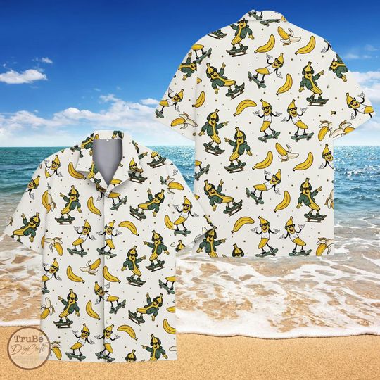 Discover Funny Banana Skateboard Hawaiian Shirt: Meme Aloha Shirt
