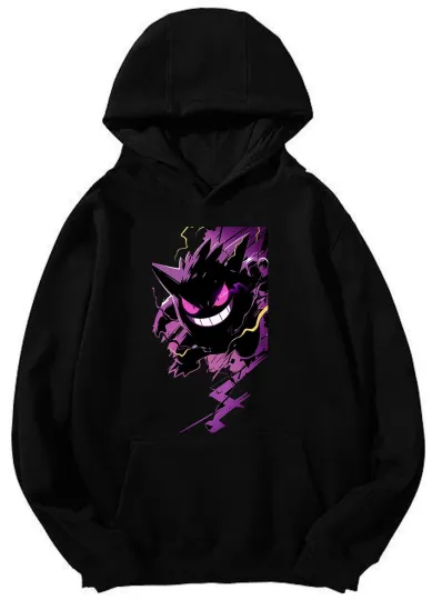 Gengar Lightning Poket mons Hoodie - Bold Dark-Type Design Unisex Hooded Sweatshirt