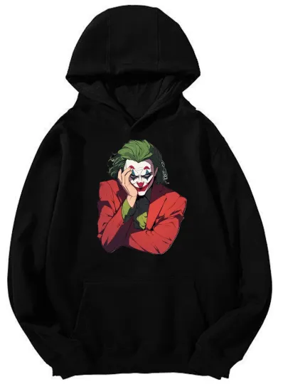 Discover Joker Graphic Hoodie - Iconic Character Design Unisex Hooded Sweatshirt